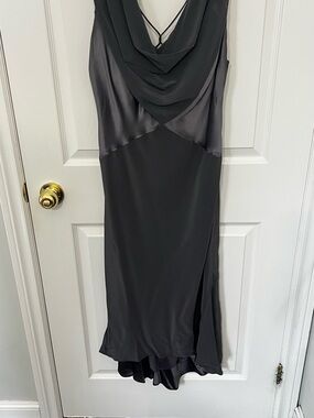 Charcoal Charcoal grey High-Low Cowl Neck Slip Dress